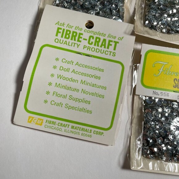 Vintage Sequins Lot of 24 Packages Silver 5mm Fibre-Craft 954 Sparkle Crafting - Picture 6 of 6